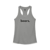 Bears women's racerback tank in heather gray — minimalist wildlife tank top supporting no-kill animal rescues