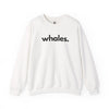 Whales unisex crewneck sweatshirt in white — minimalist ocean-lover sweatshirt supporting no-kill animal rescues