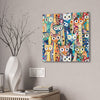 Cat Crowd III Abstract Stretched Canvas Square Home Decor gifts for animal lovers supporting animal rescues