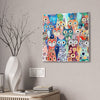 Cat Crowd V Abstract Stretched Canvas Square Home Decor gifts for animal lovers supporting animal rescues