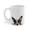 Peeking Boston Terrier Puppy White Ceramic Dog Mug 11 oz Mugs gifts for animal lovers supporting animal rescues