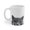 Peeking Chartreux White Ceramic Cat Coffee Mug 11 oz Mugs gifts for animal lovers supporting animal rescues