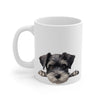 Peeking Miniature Schnauzer Puppy White Ceramic Dog Mug 11 oz Mugs gifts for animal lovers supporting animal rescues