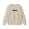 Pigs unisex crewneck sweatshirt in sand - farm animal advocate apparel by Animals, Period. Warm 50/50 cotton-poly brushed fleece, relaxed fit. Pigs outperform dogs in problem-solving and feel complex emotions. Farm animal sanctuaries provide lifelong care for rescued pigs. Every purchase funds no-kill rescues.
