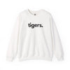 Tigers unisex crewneck sweatshirt in white — minimalist wildlife sweatshirt supporting no-kill animal rescues