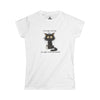 A white short-sleeve crewneck t-shirt featuring a graphic of a black fluffy kitten with large yellow eyes and the text 'IT'S FINE, I'M FINE. I'M JUST A KITTEN FOSTER'.