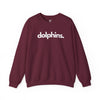 Dolphins unisex crewneck sweatshirt in maroon — minimalist ocean-lover sweatshirt supporting no-kill animal rescues