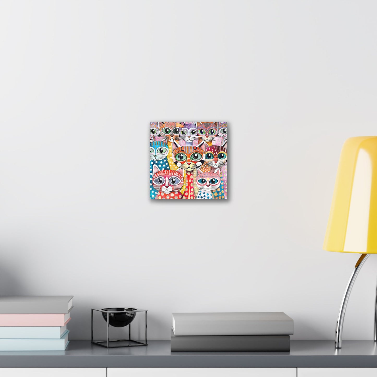 Cat Crowd I Abstract Stretched Canvas Square