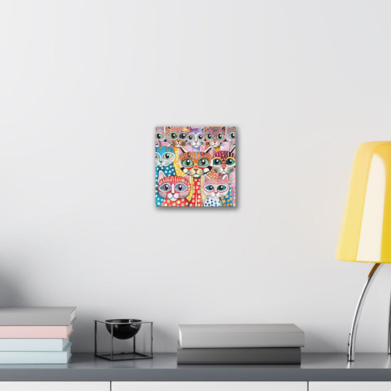 Cat Crowd I Abstract Stretched Canvas Square