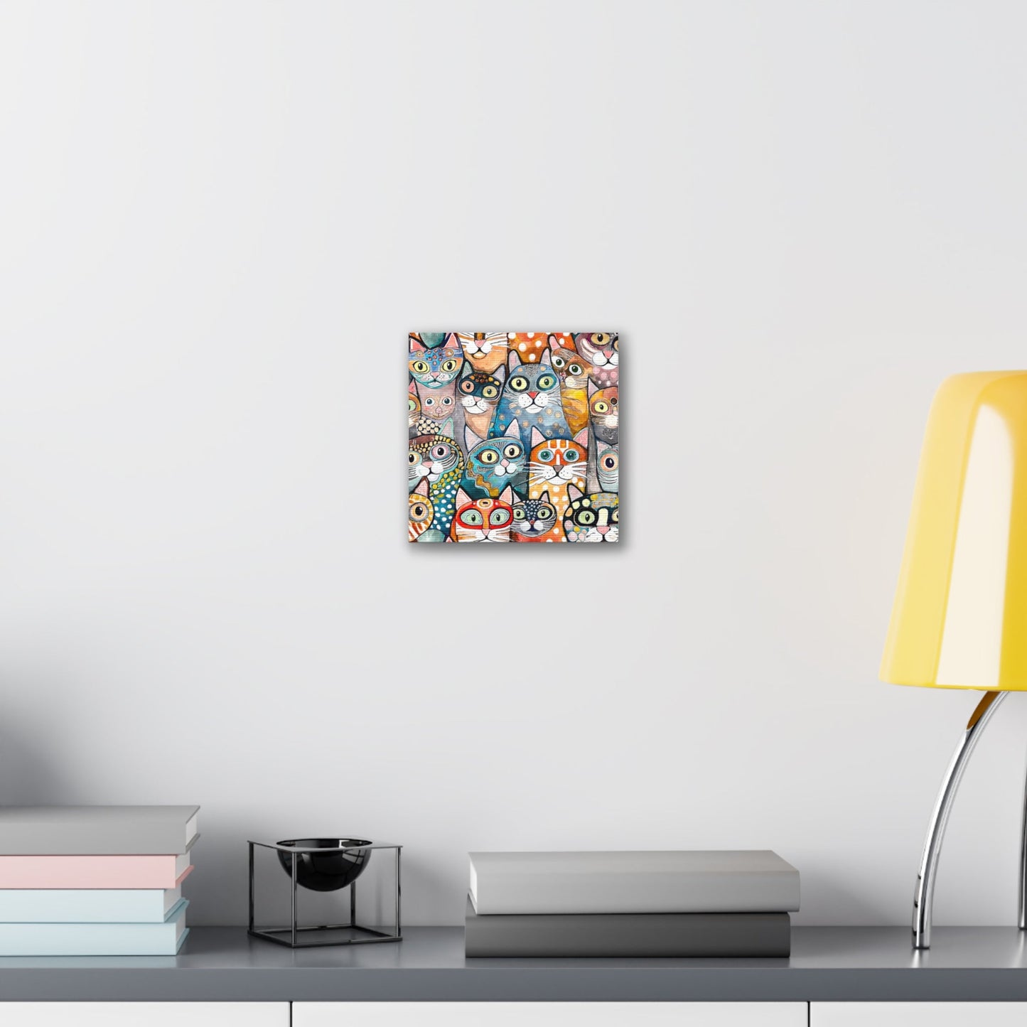 Cat Crowd II Abstract Stretched Canvas Square
