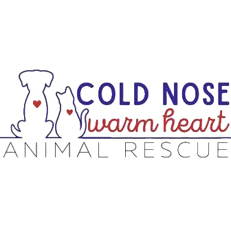 Logo of Cold Nose Warm Heart Animal Rescue with silhouettes of a dog and a cat.