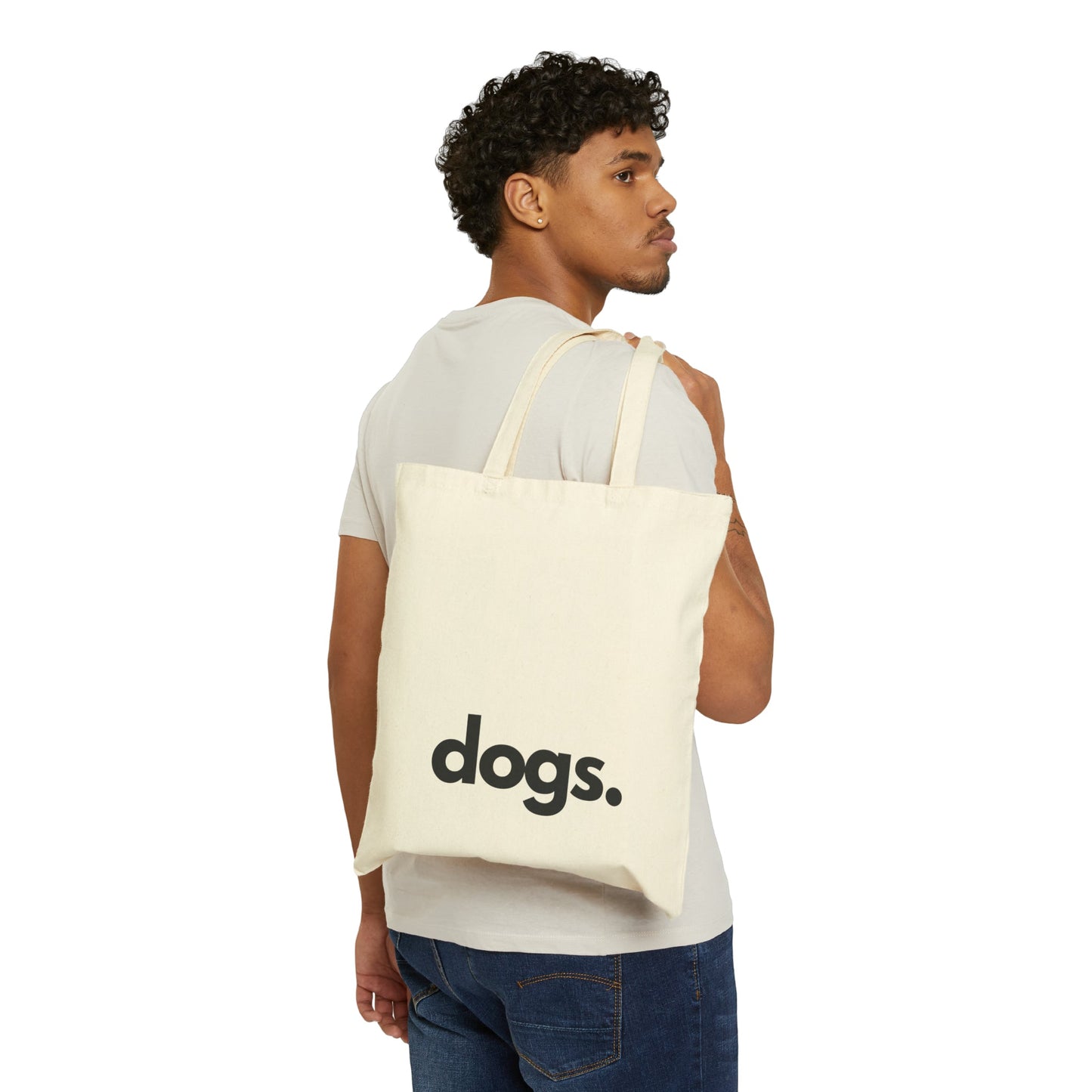 DOGS, PERIOD. Cotton Canvas Statement Tote Bag