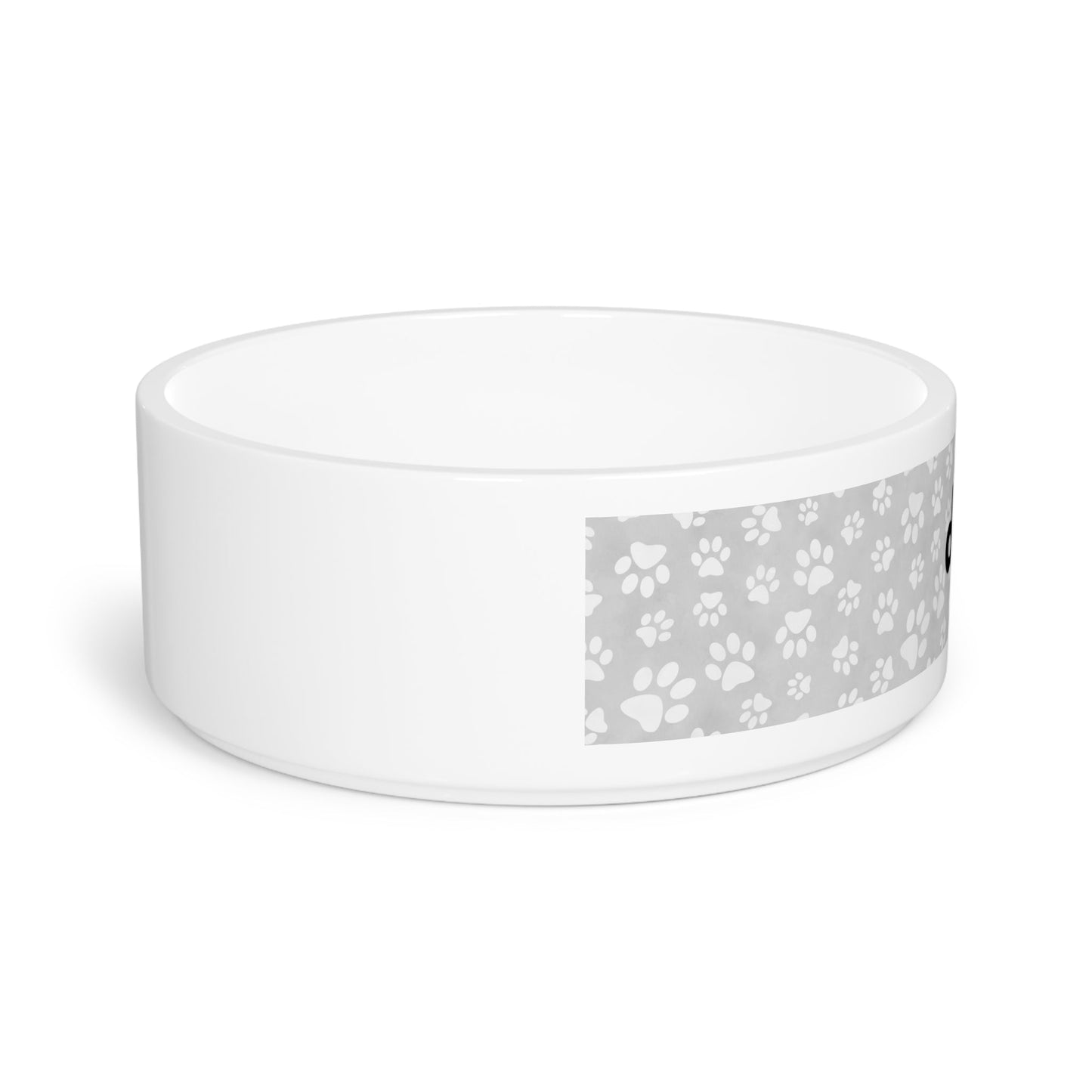 DOGS, PERIOD. Paw Print Dog Ceramic Bowl Gray 16 oz