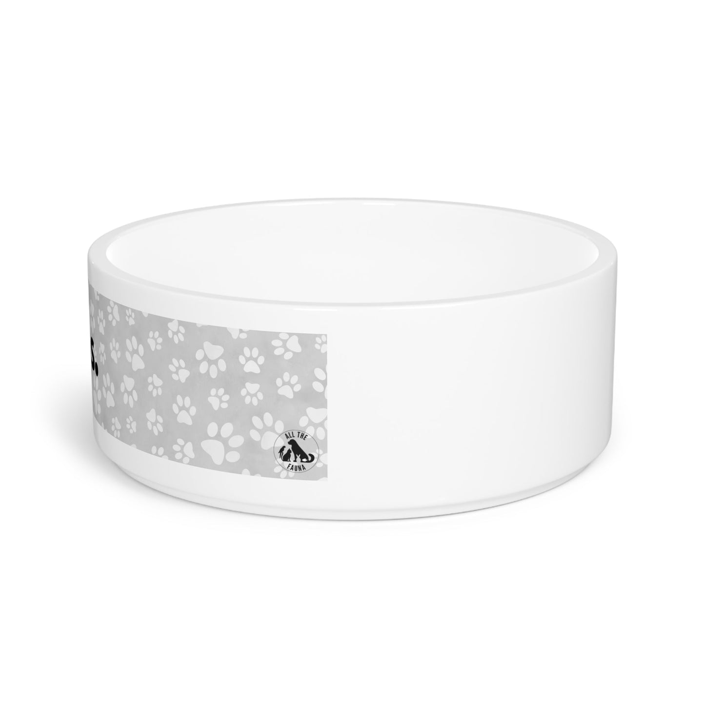 DOGS, PERIOD. Paw Print Dog Ceramic Bowl Gray 16 oz