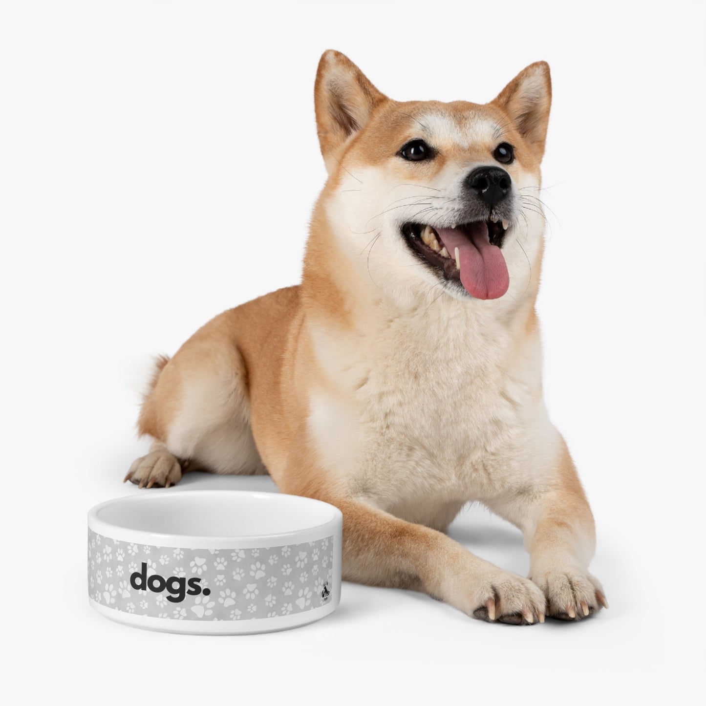 DOGS, PERIOD. Paw Print Dog Ceramic Bowl Gray 16 oz
