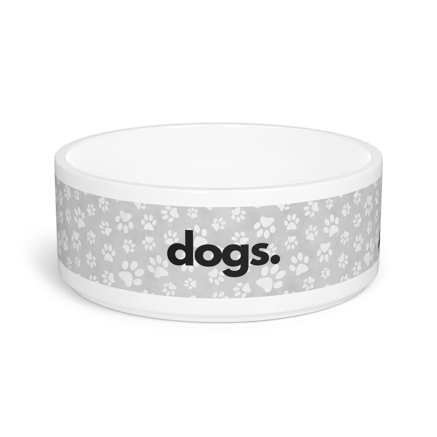 DOGS, PERIOD. Paw Print Dog Ceramic Bowl Gray 16 oz