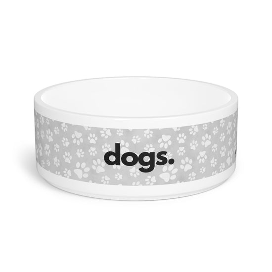 DOGS, PERIOD. Paw Print Dog Ceramic Bowl Gray 16 oz