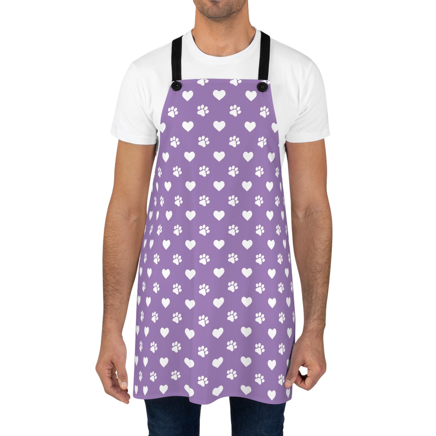 Paw & Hearts Print Poly Twill Apron