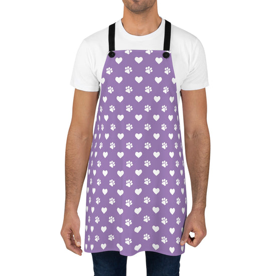 Paw & Hearts Print Poly Twill Apron