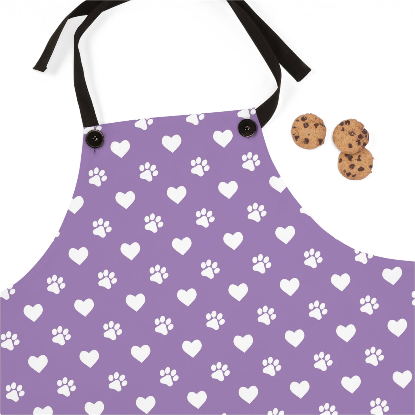 Paw & Hearts Print Poly Twill Apron