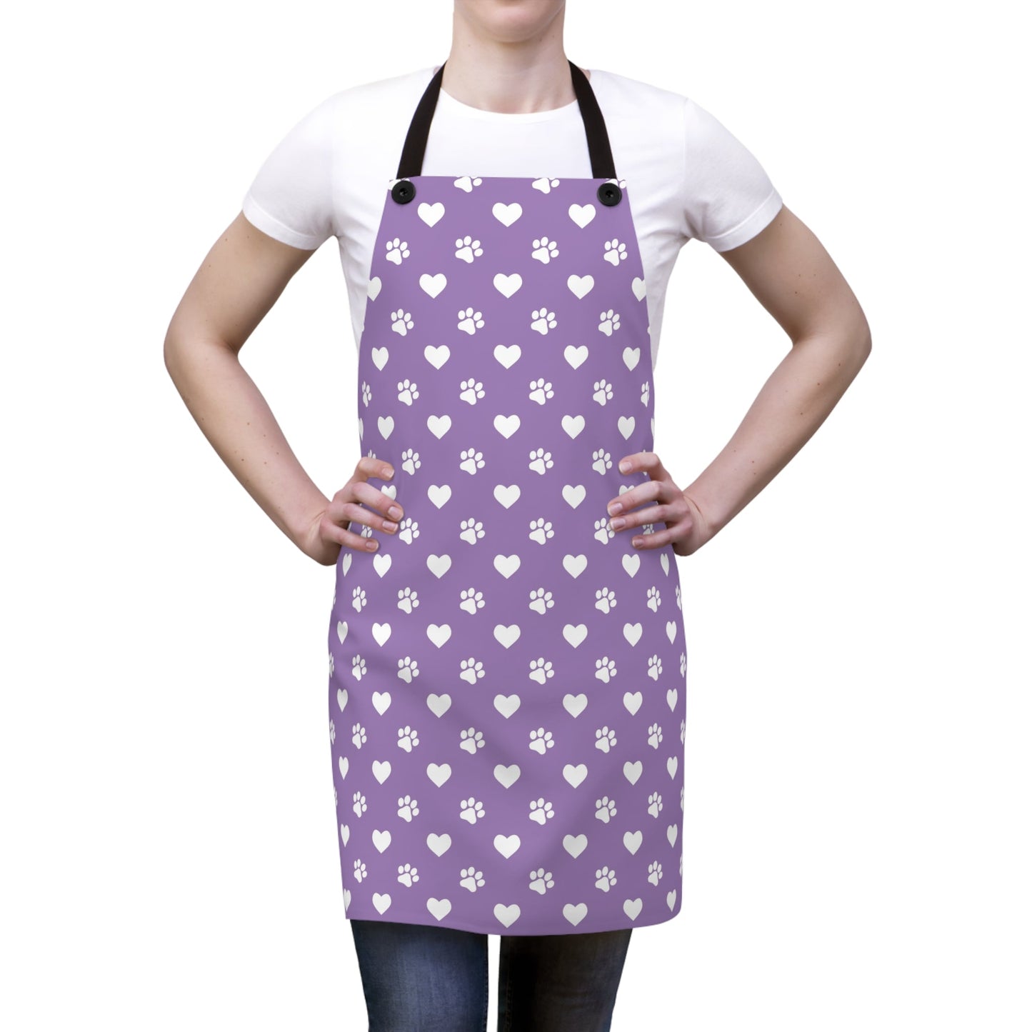 Paw & Hearts Print Poly Twill Apron