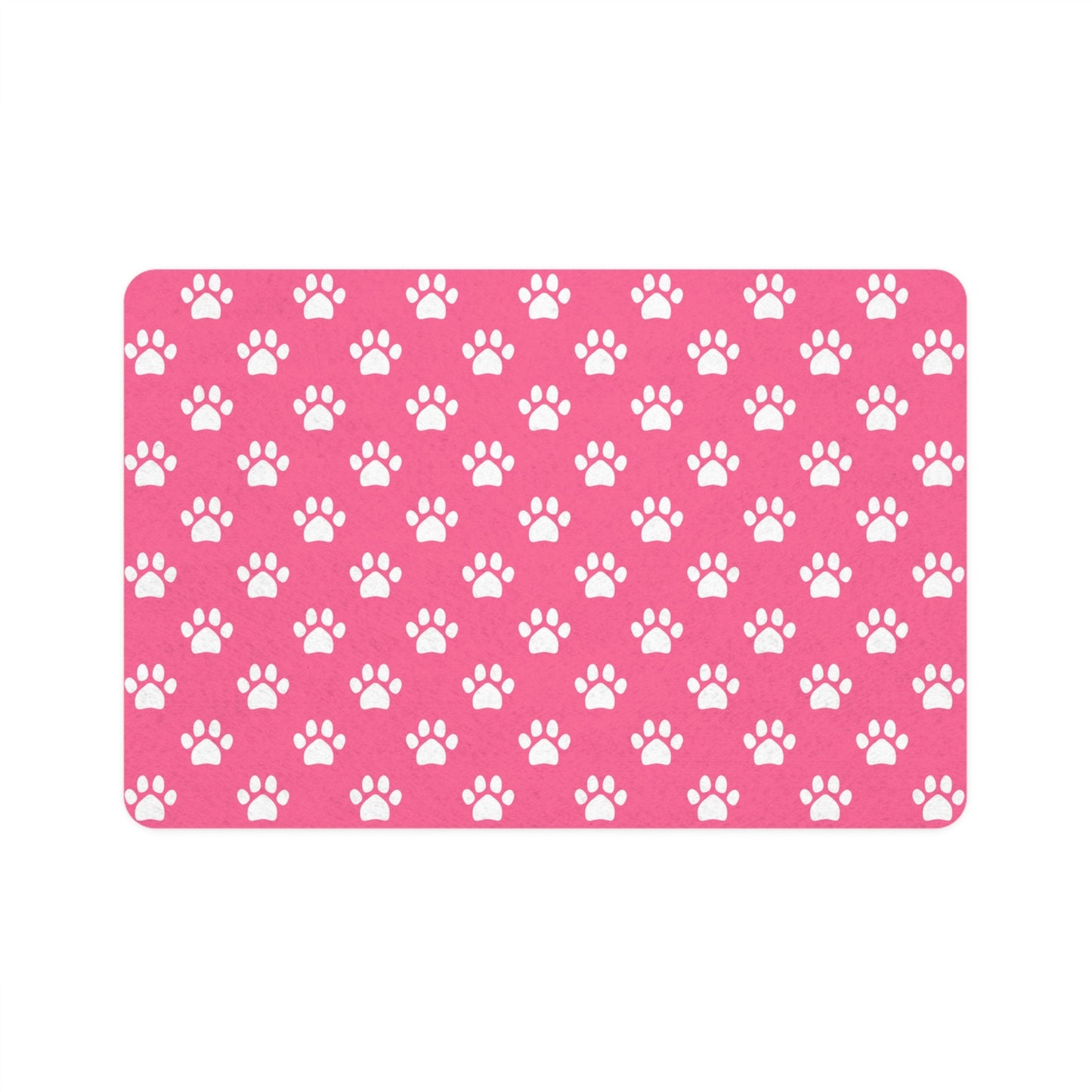 Paw Print Pet Food Mat Hot Pink