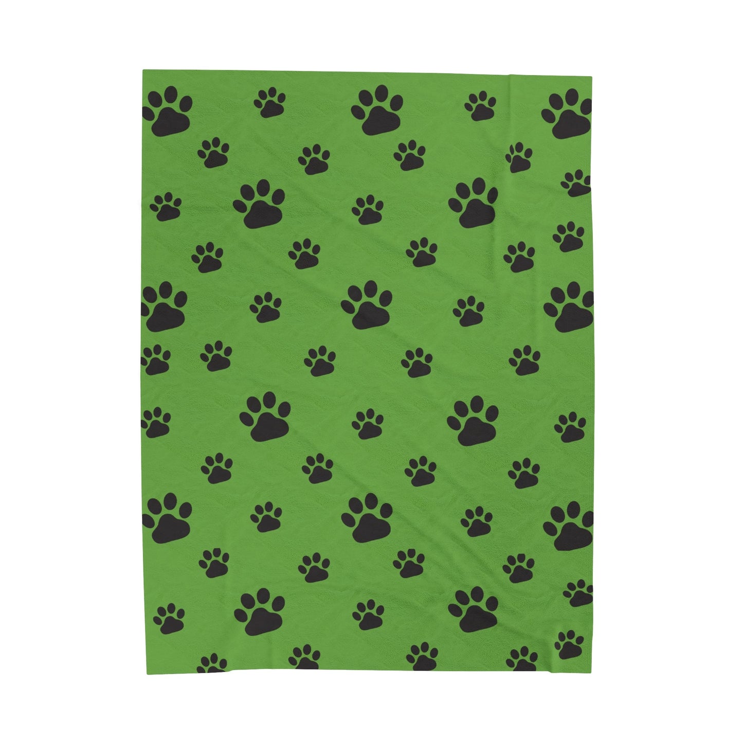 Paw Print Velveteen Plush Blanket - Green