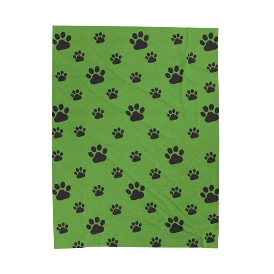 Paw Print Velveteen Plush Blanket - Green