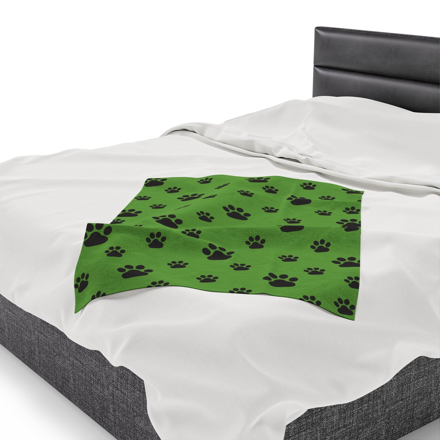 Paw Print Velveteen Plush Blanket - Green
