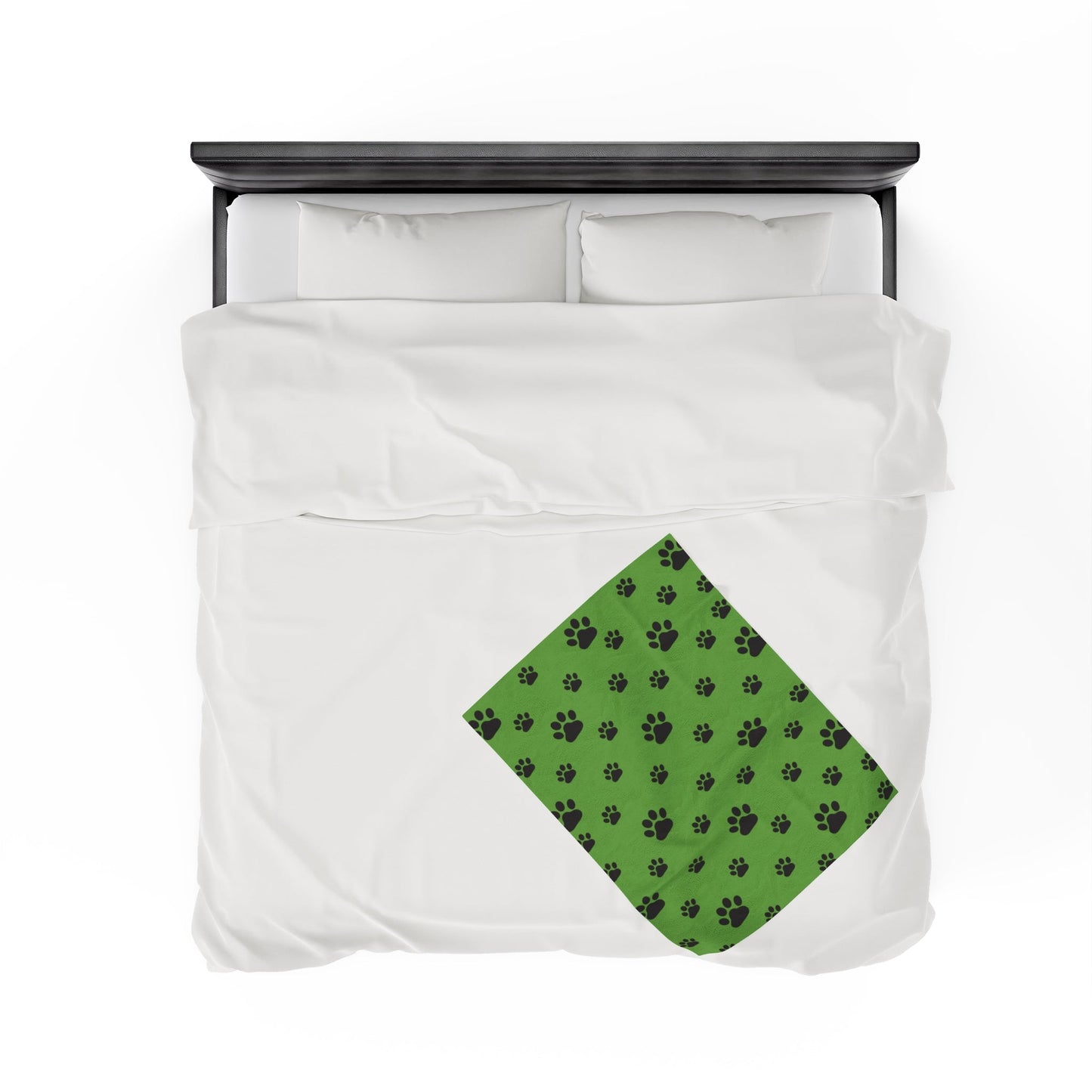 Paw Print Velveteen Plush Blanket - Green