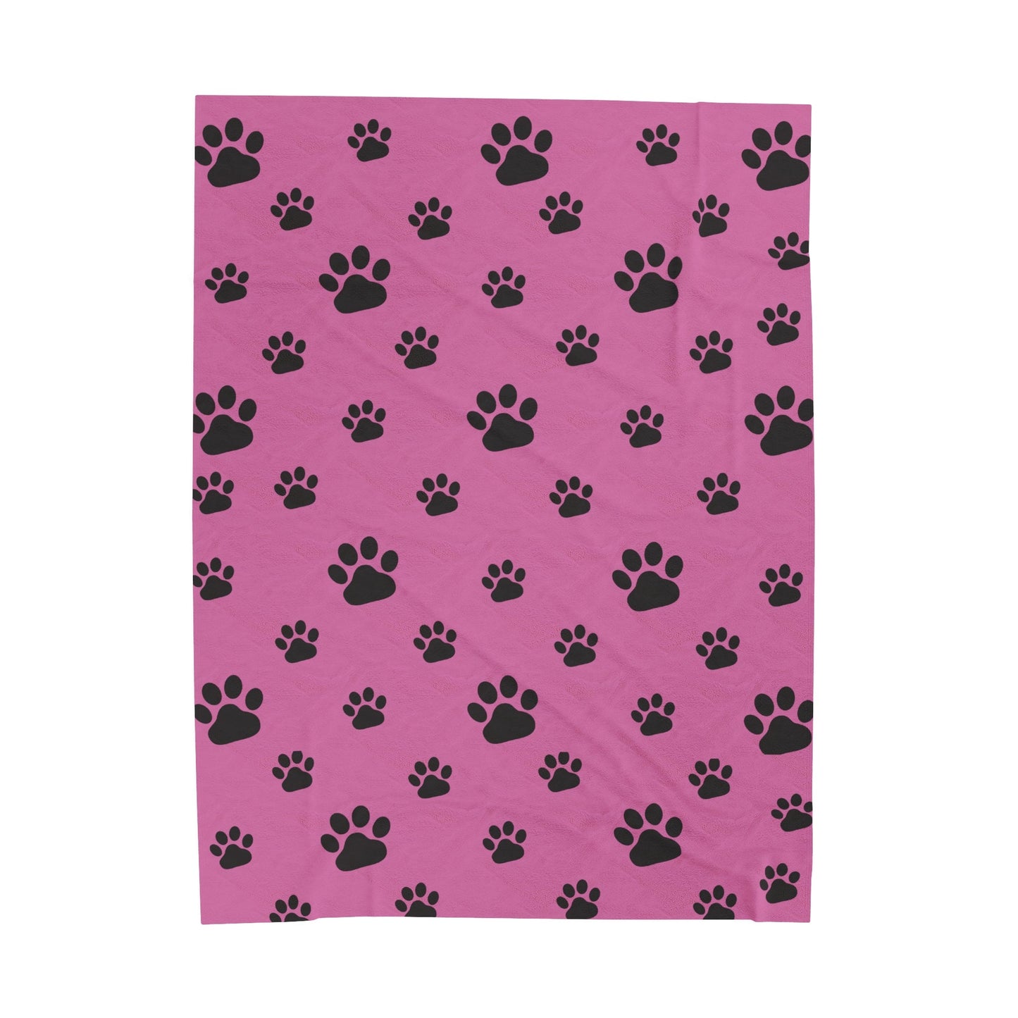 Paw Print Velveteen Plush Blanket - Pink
