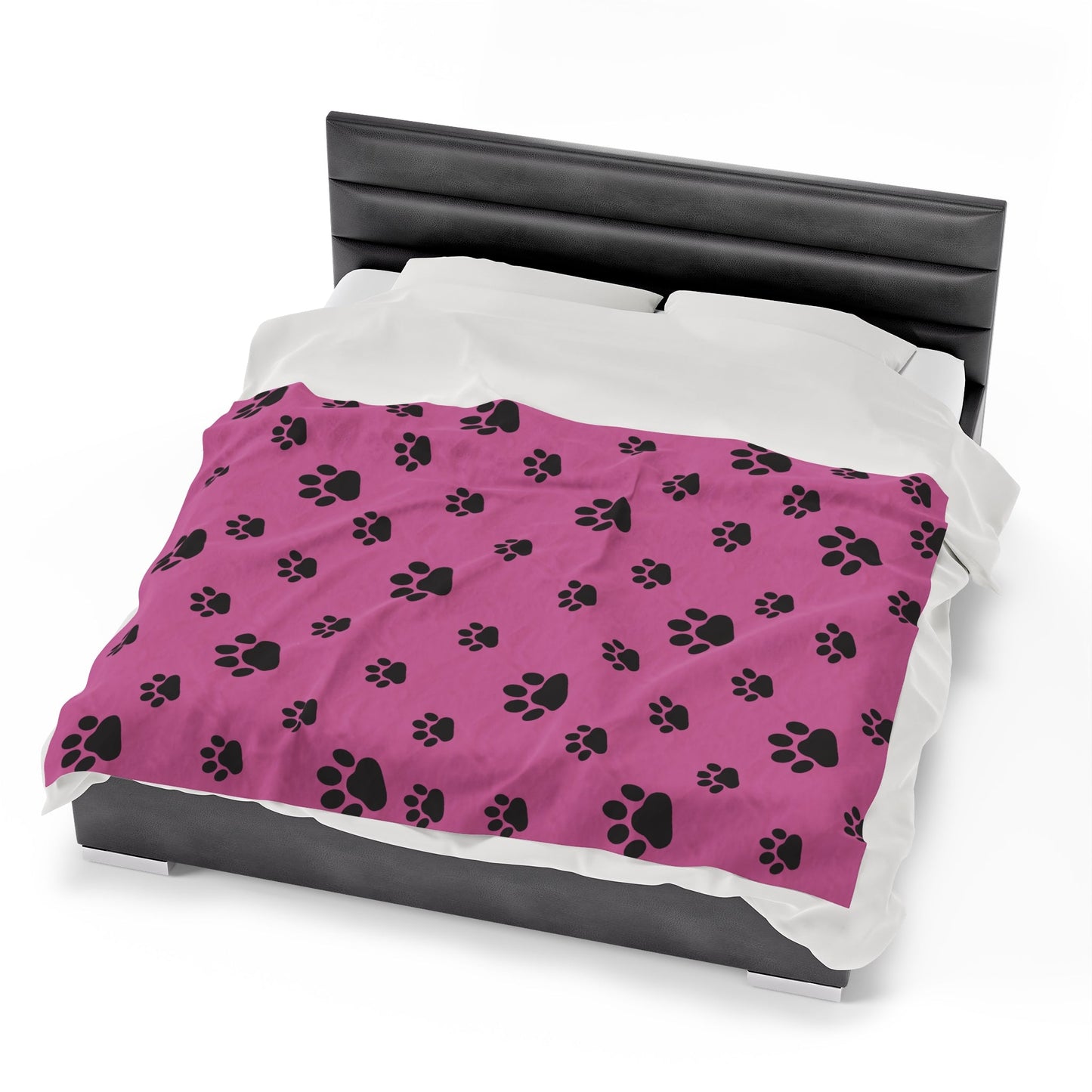 Paw Print Velveteen Plush Blanket - Pink