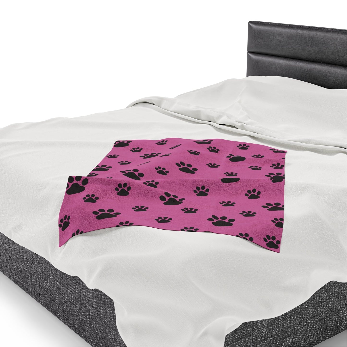 Paw Print Velveteen Plush Blanket - Pink