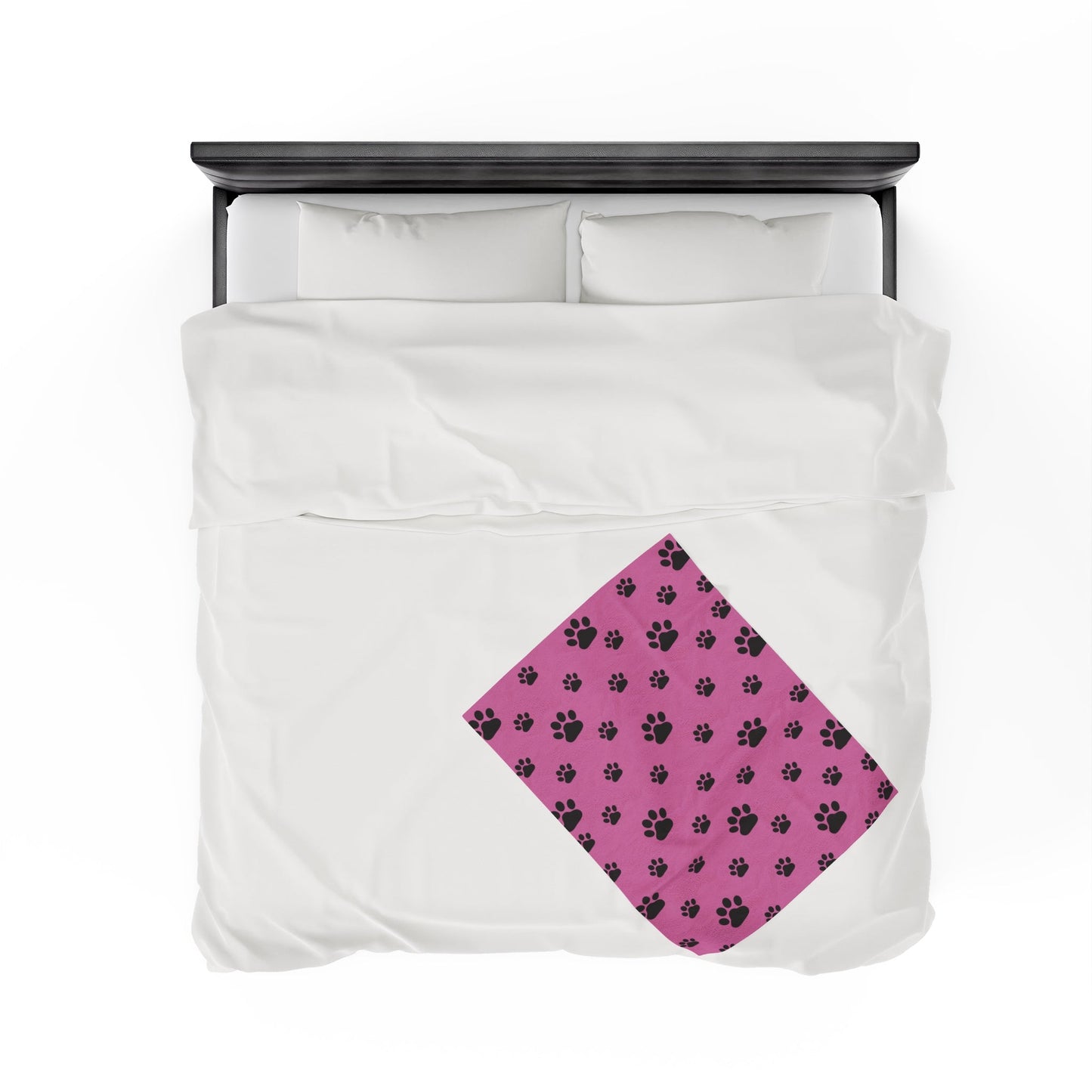 Paw Print Velveteen Plush Blanket - Pink