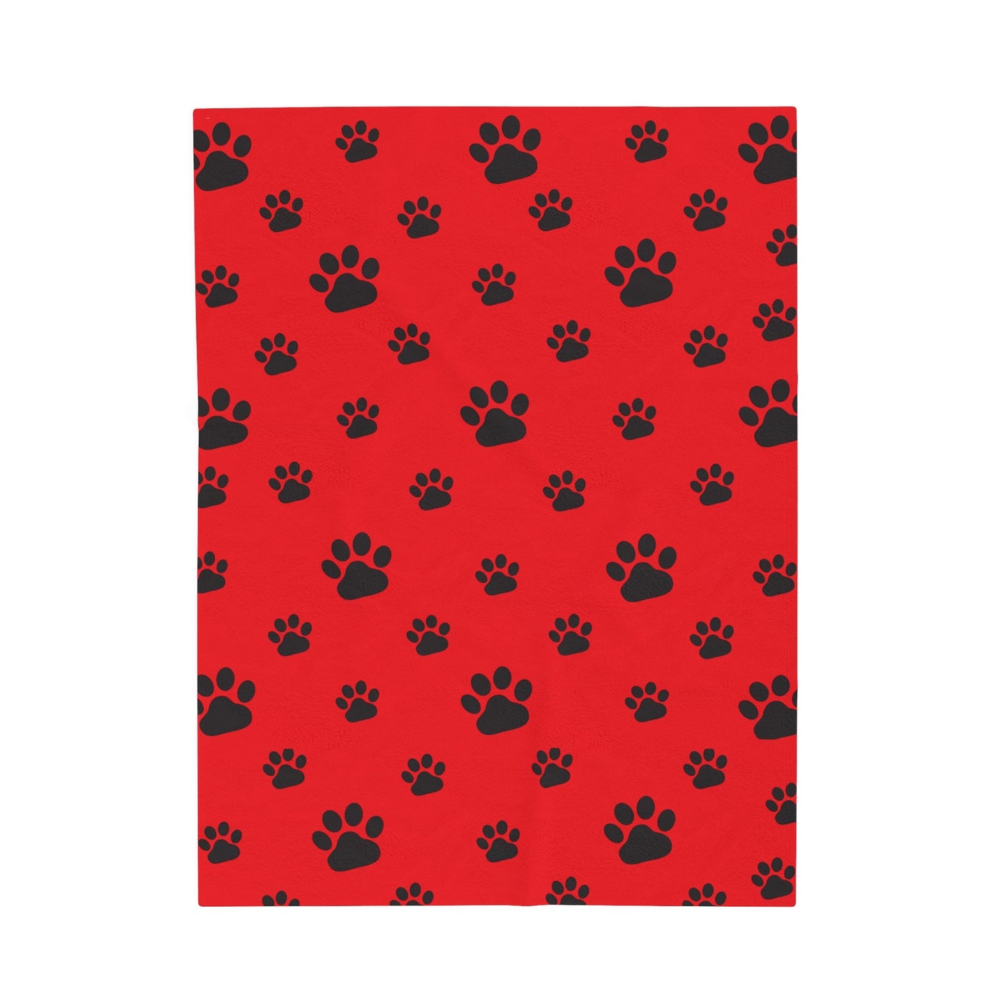 Paw Print Velveteen Plush Blanket - Red