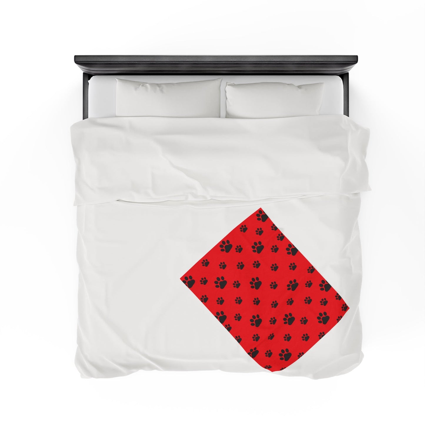 Paw Print Velveteen Plush Blanket - Red