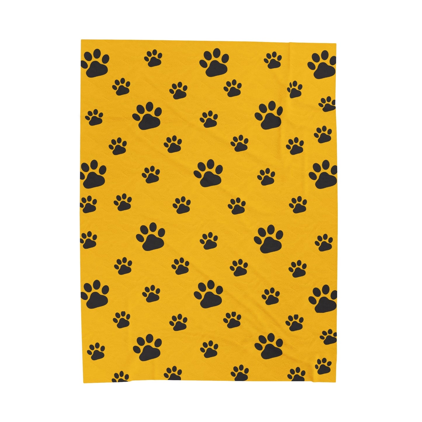 Paw Print Velveteen Plush Blanket - Yellow