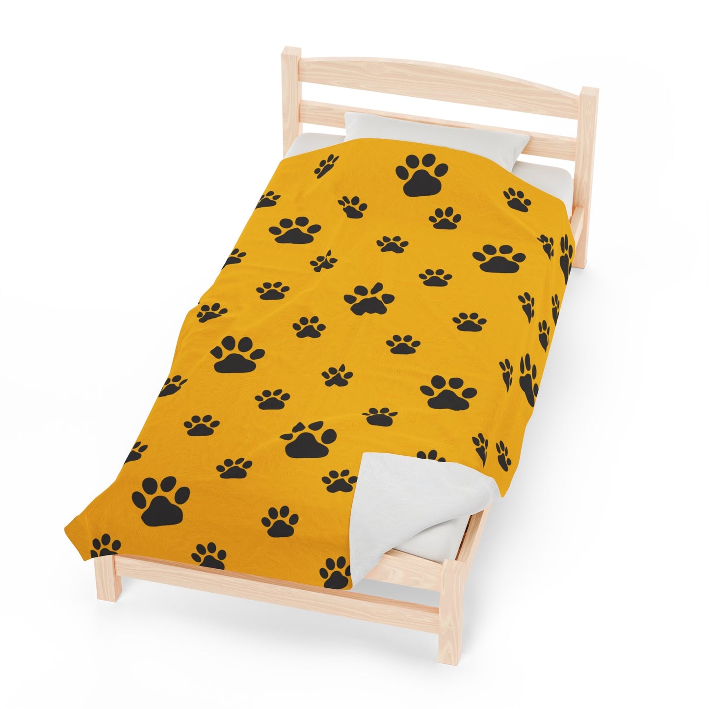 Paw Print Velveteen Plush Blanket - Yellow