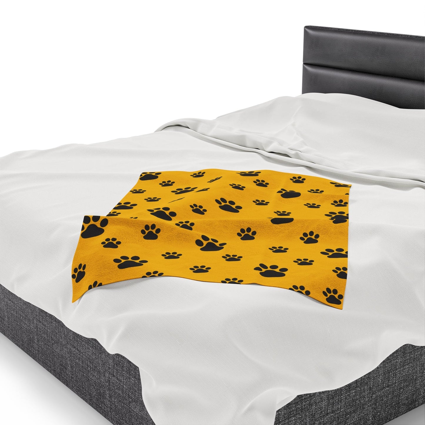 Paw Print Velveteen Plush Blanket - Yellow