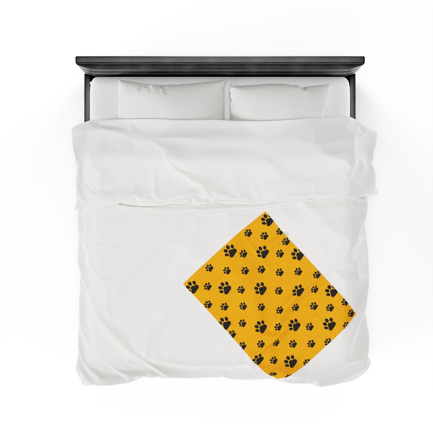 Paw Print Velveteen Plush Blanket - Yellow