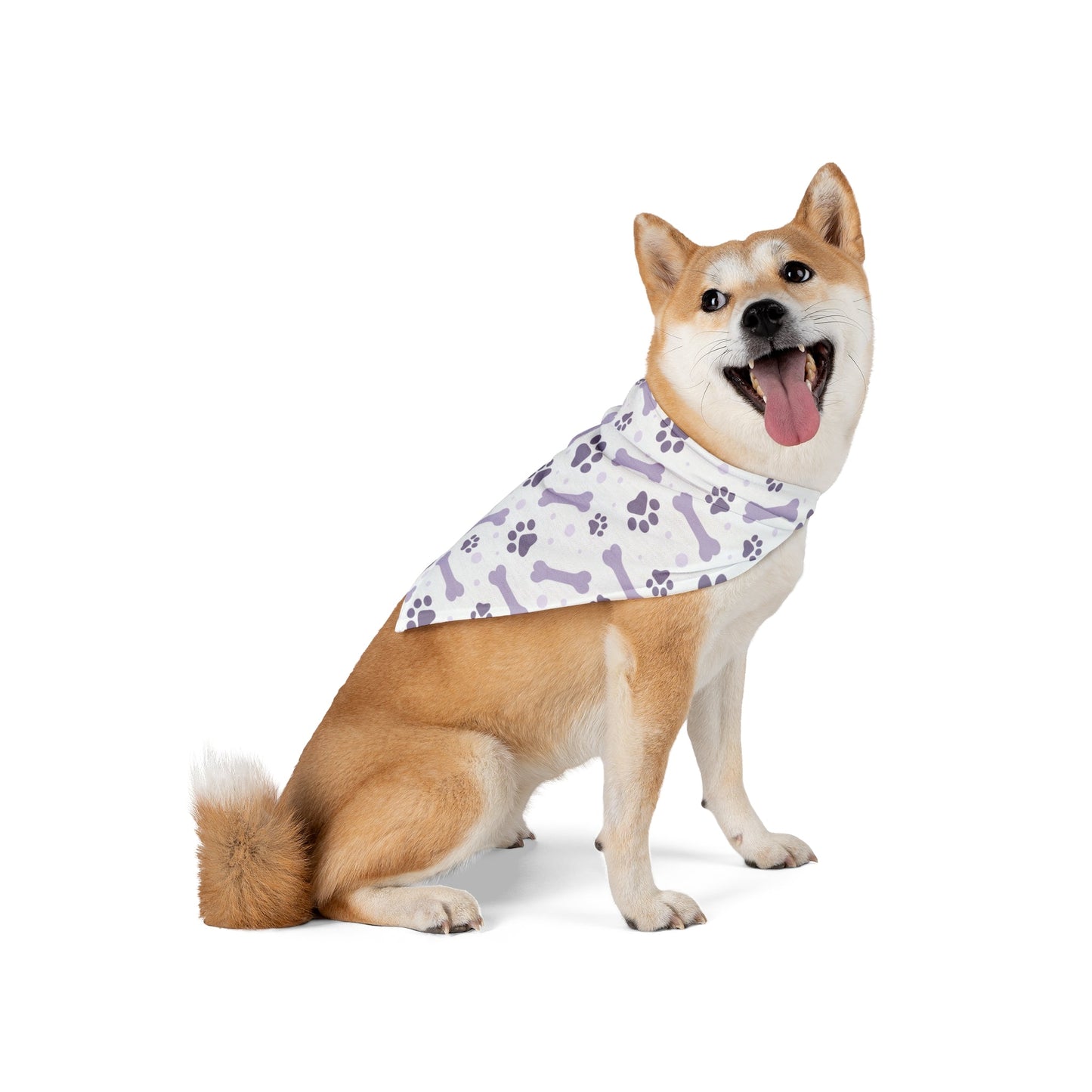 Paw and Bones Print Dog Bandana - Lilac