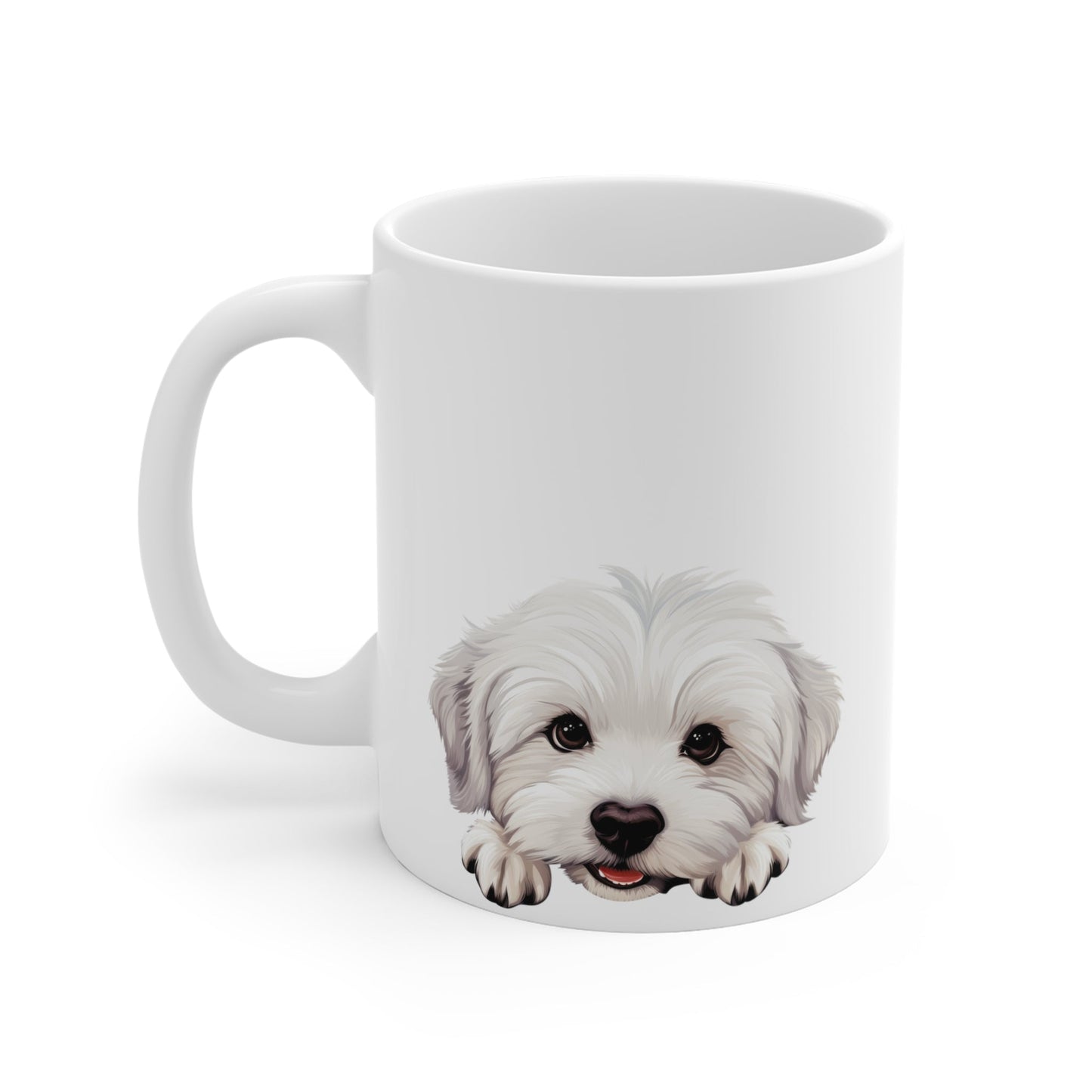 Peeking Dog White Ceramic Mug 11 oz - Coton De Tulear