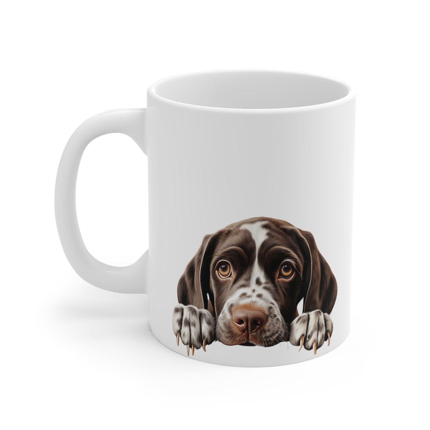 Peeking Dog White Ceramic Mug 11 oz - German Shorthaired Pointer