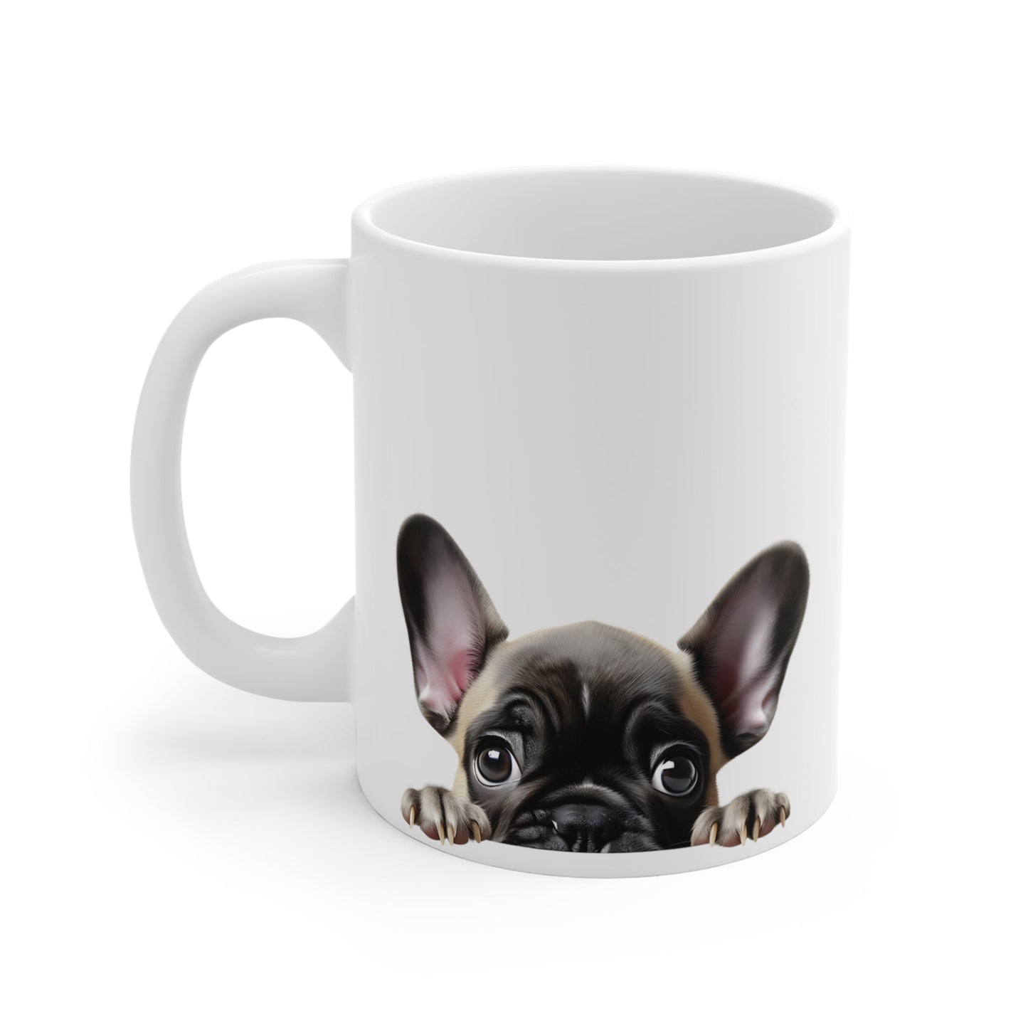 Peeking Dog White Ceramic Mug 11oz - French Bulldog
