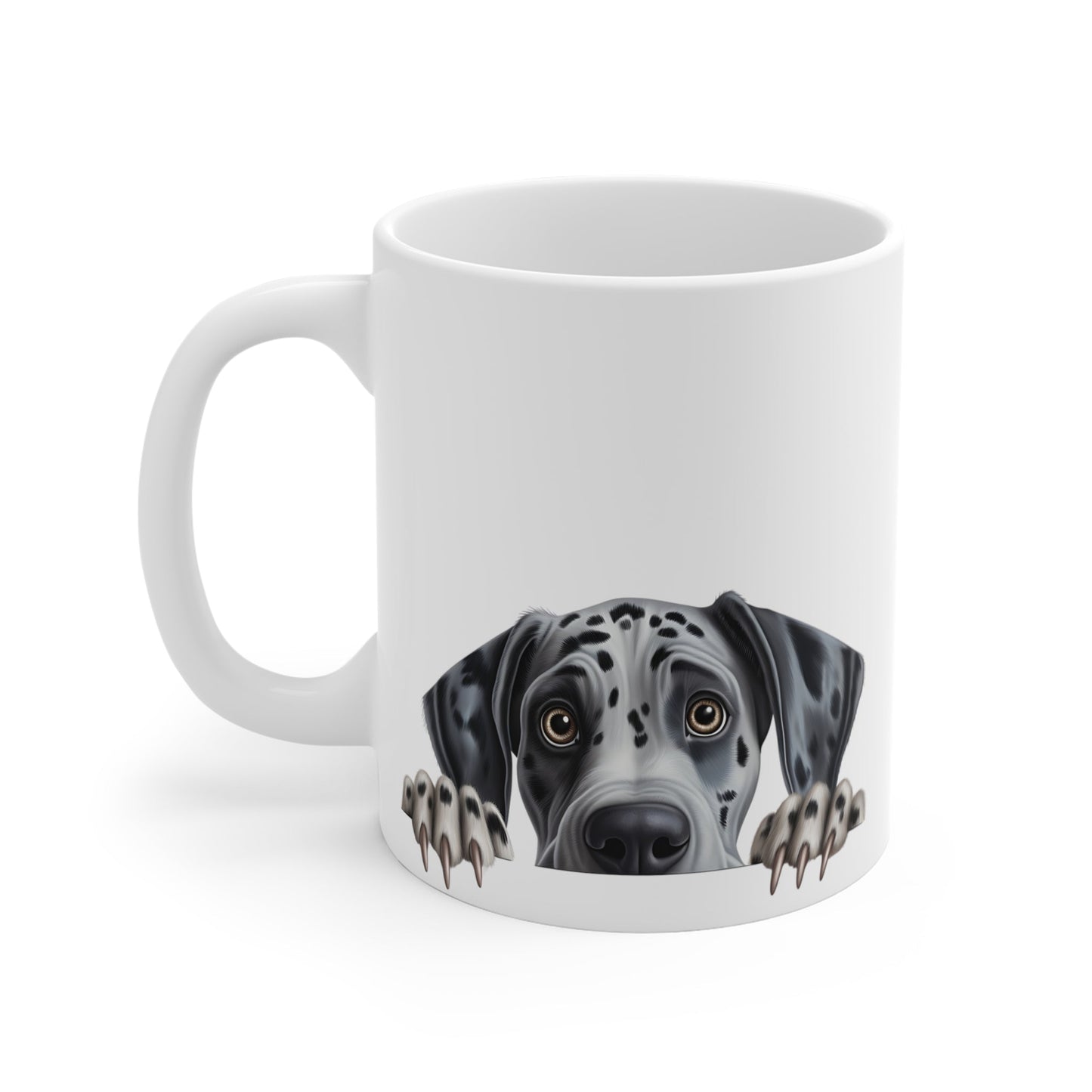 Peeking Dog White Ceramic Mug 11oz - Great Dane