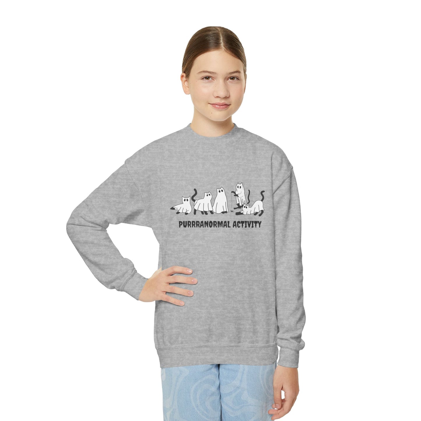 Purrranormal Activity Youth Crewneck Halloween Sweatshirt