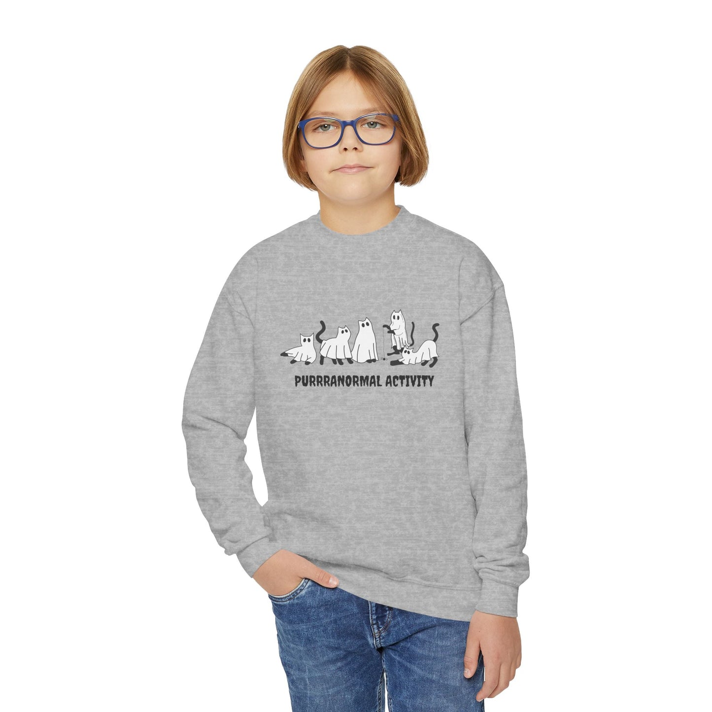 Purrranormal Activity Youth Crewneck Halloween Sweatshirt