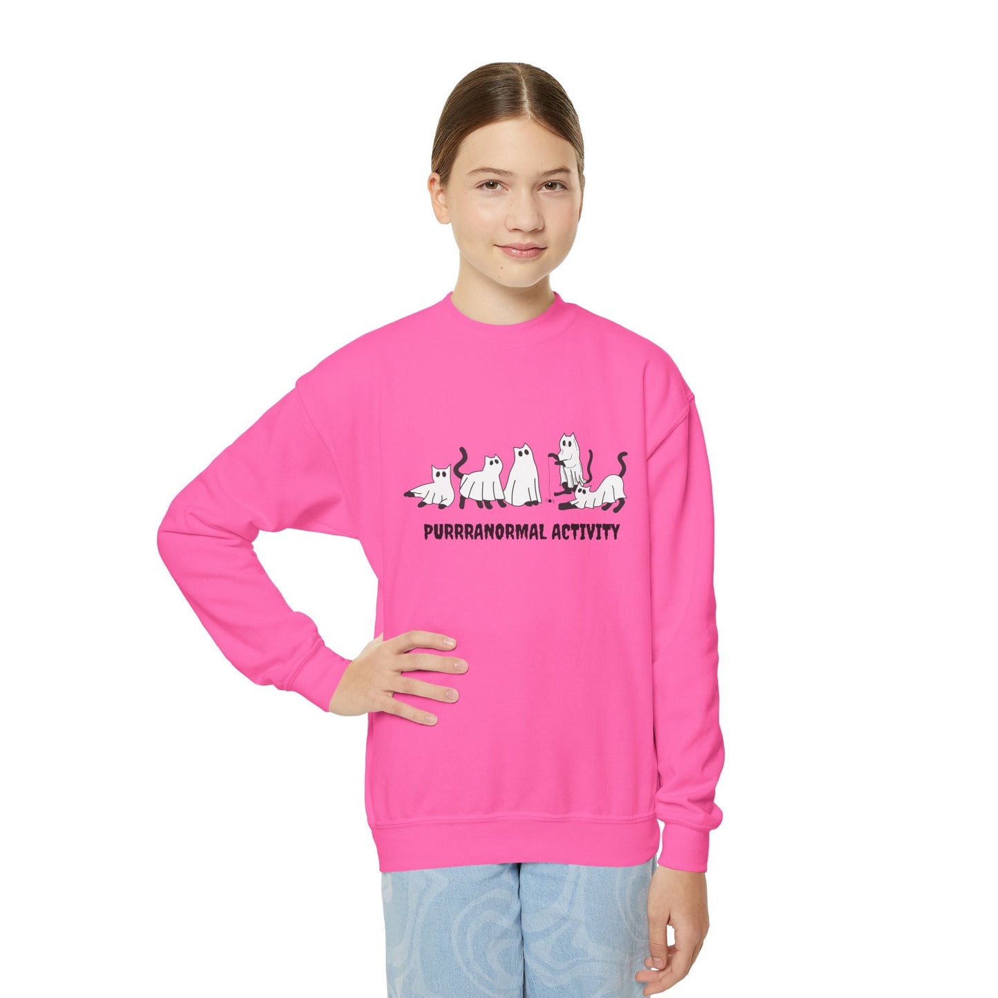 Purrranormal Activity Youth Crewneck Halloween Sweatshirt