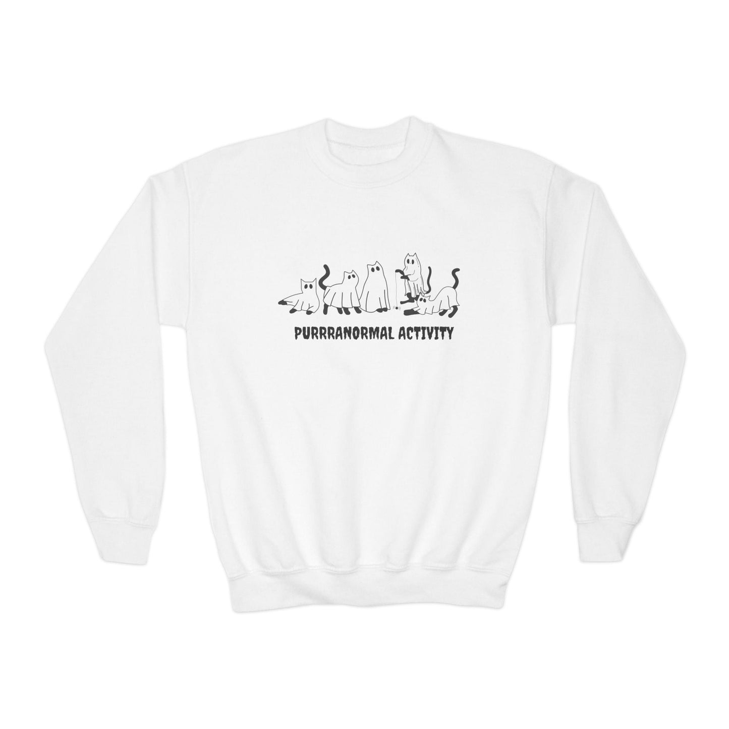Purrranormal Activity Youth Crewneck Halloween Sweatshirt