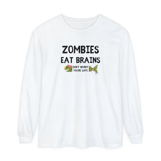 ZOMBIES EAT BRAINS Fish Unisex Long Sleeve Halloween Tee